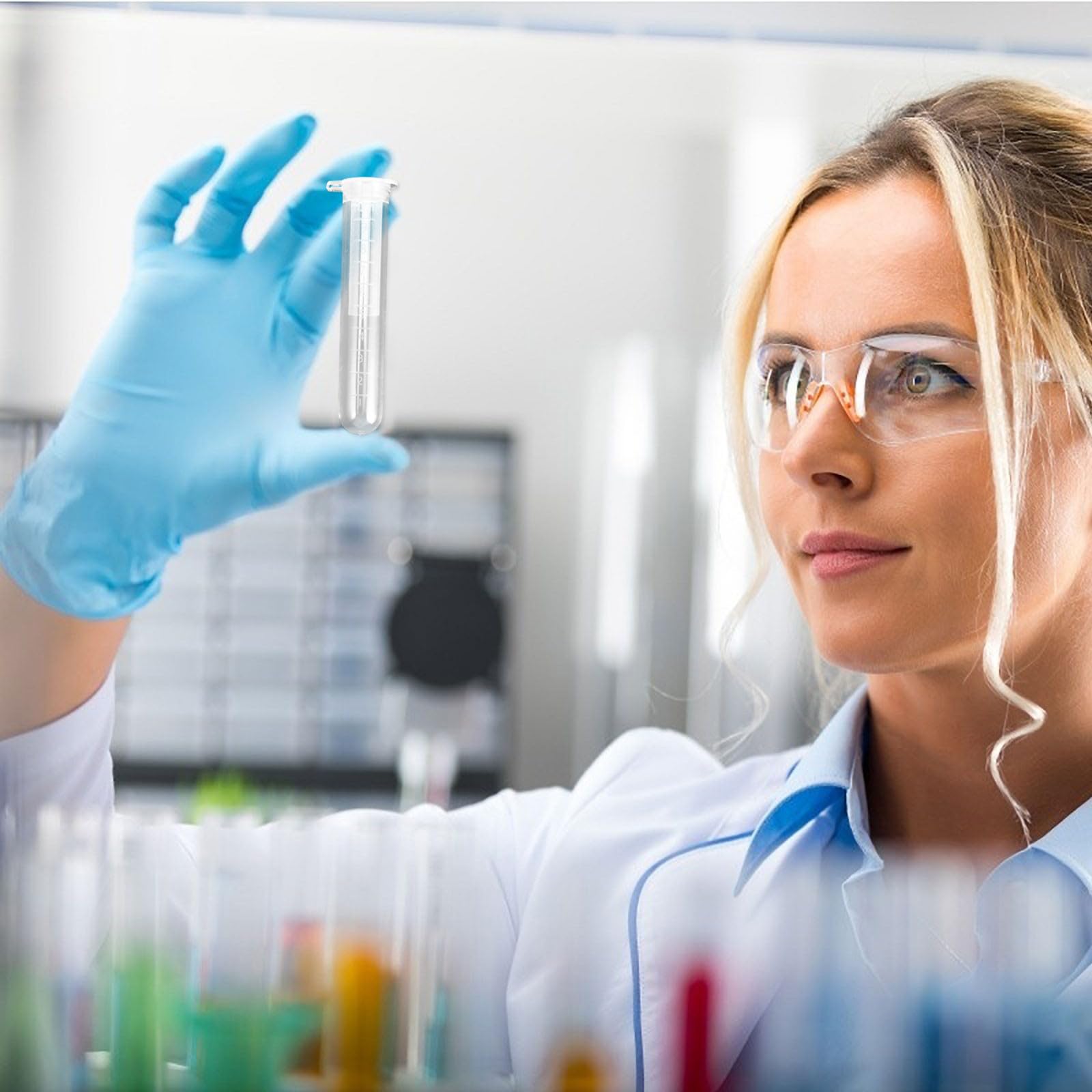 Veemoon 200 Provette per Centrifuga da Laboratorio da 10ml in Plastica Scala Graduata, Precise e Facili da Osservare, Confezione da 200 Pezzi per Esperimenti Biochimici
