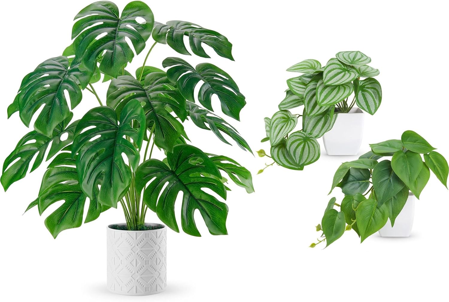 Der Rose Bundle of 1 Pack Fake Plants and 2 Packs Artificial Plants for Home Bedroom Aesthetic Living Room Bathroom Farmhouse Decor Indoor