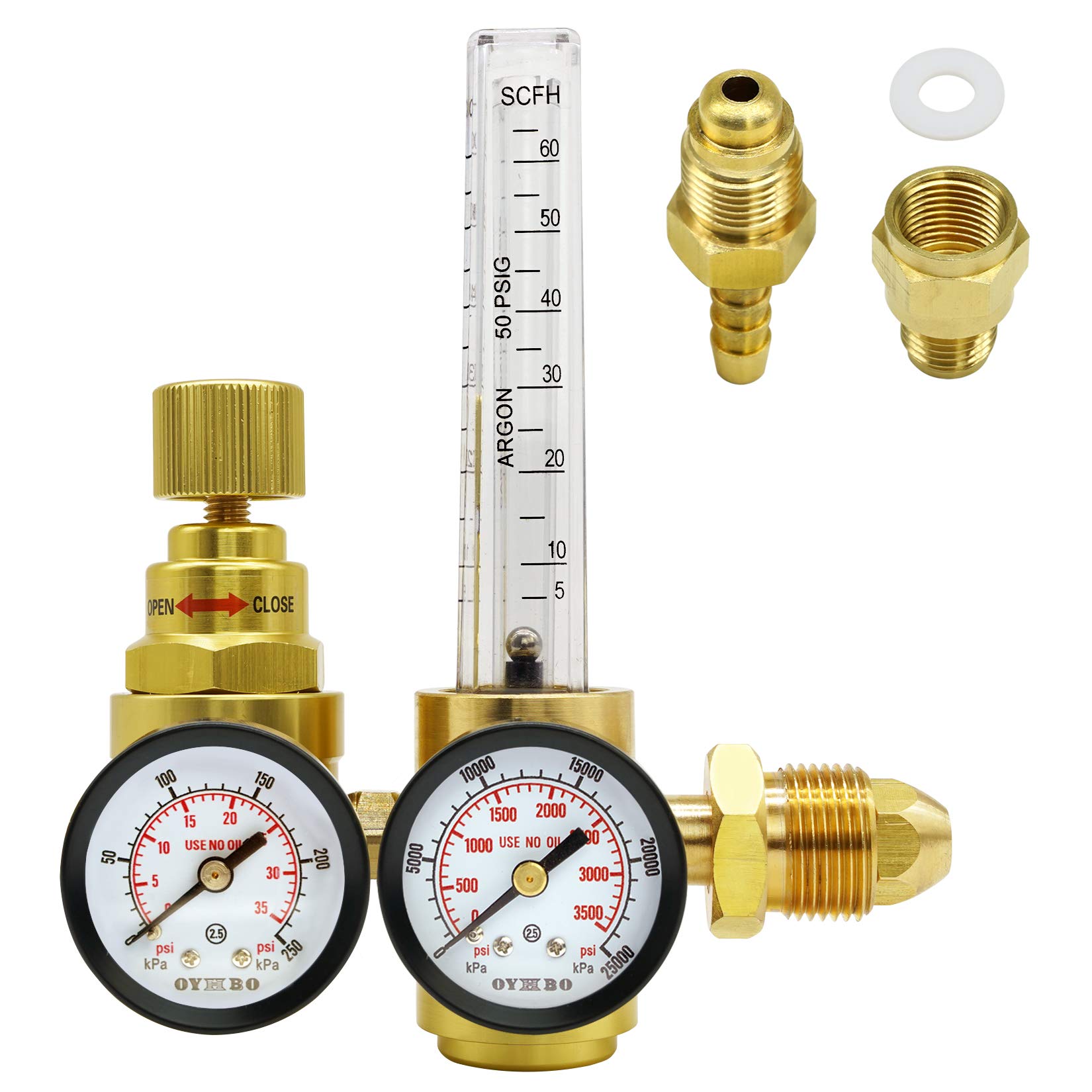 Buy OYHBO Argon CO2 MIG TIG Flow Meter Gas Regulator Dual Gauges Gas