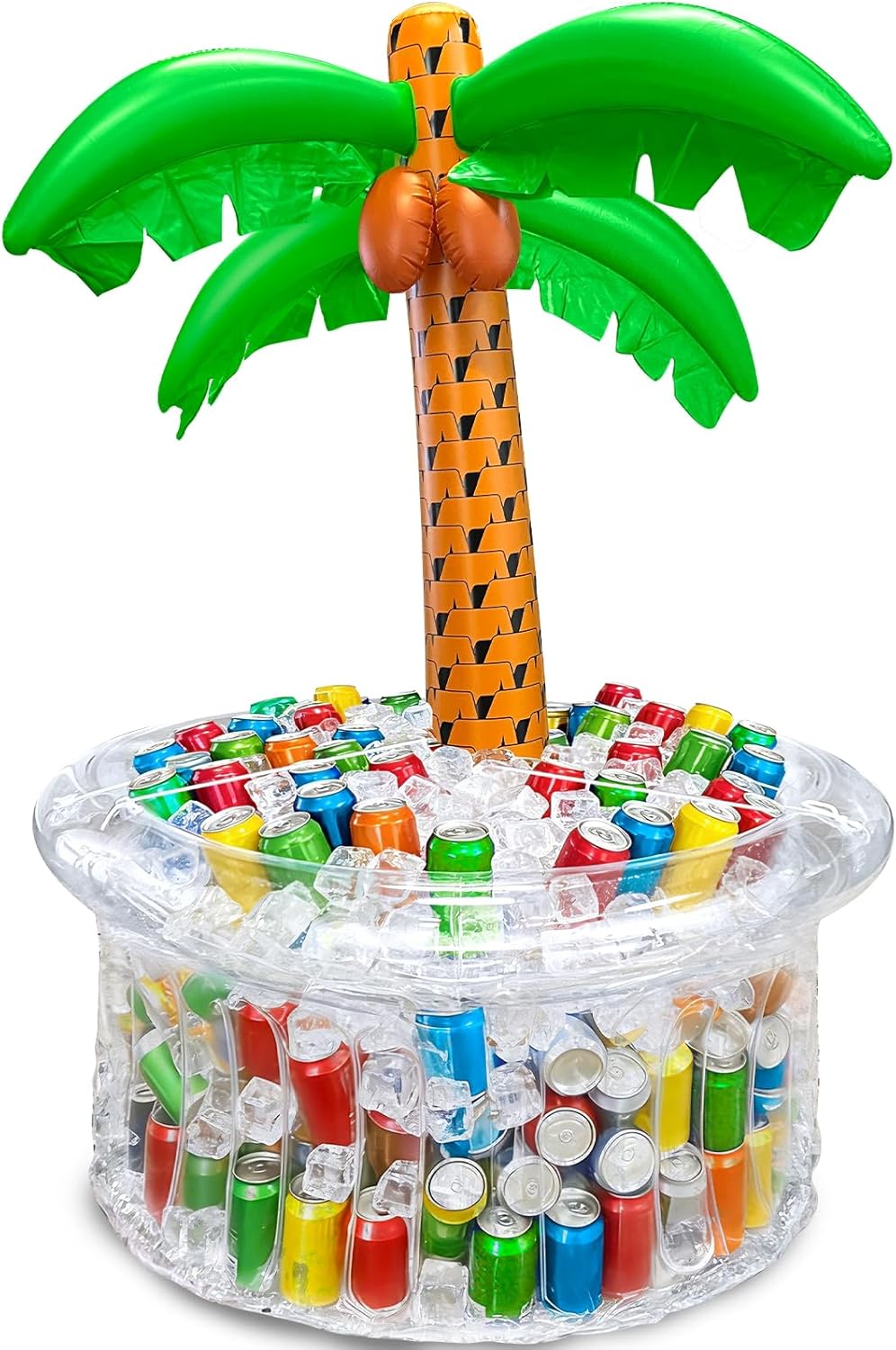 72" Inflatable Palm Tree Cooler, 200+ Drinks Super Large Capacity, Pool Party Decoration, Luau Party Decor, Beach Hawaiian Birthday Party Supplies Tropical Themed Summer Outdoor Drink Cooler