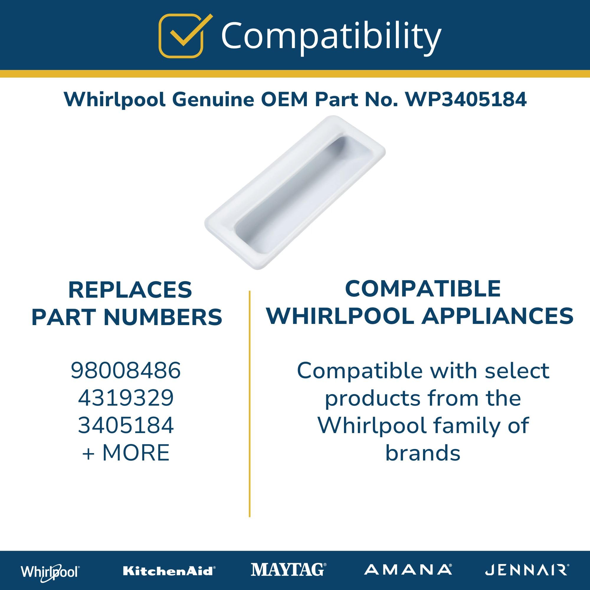 Amazon.com: Whirlpool WP3405184 Genuine OEM Dryer Door Handle