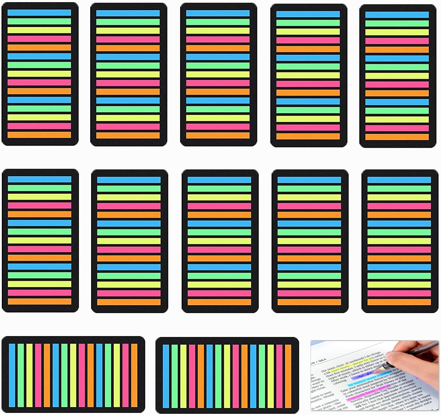 3600 Pcs Highlighter Tape Highlighter Strips Assorted