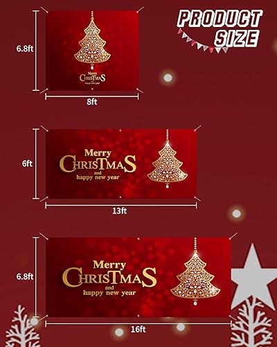 Miniatura 6 de Pancarta de Navidad para puerta de garaje, 7 x 8 pies, árbol de Navidad adornado de Navidad, decoración de puerta de garaje, decoración de fondo de