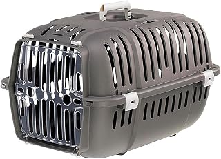 Ferplast Jet 10 Hard-Sided Pet Carrier for Toy Dogs & Small Cats - Easy Buckle Assembly, Lightweight, 18.5x12.6x11.4in Gray