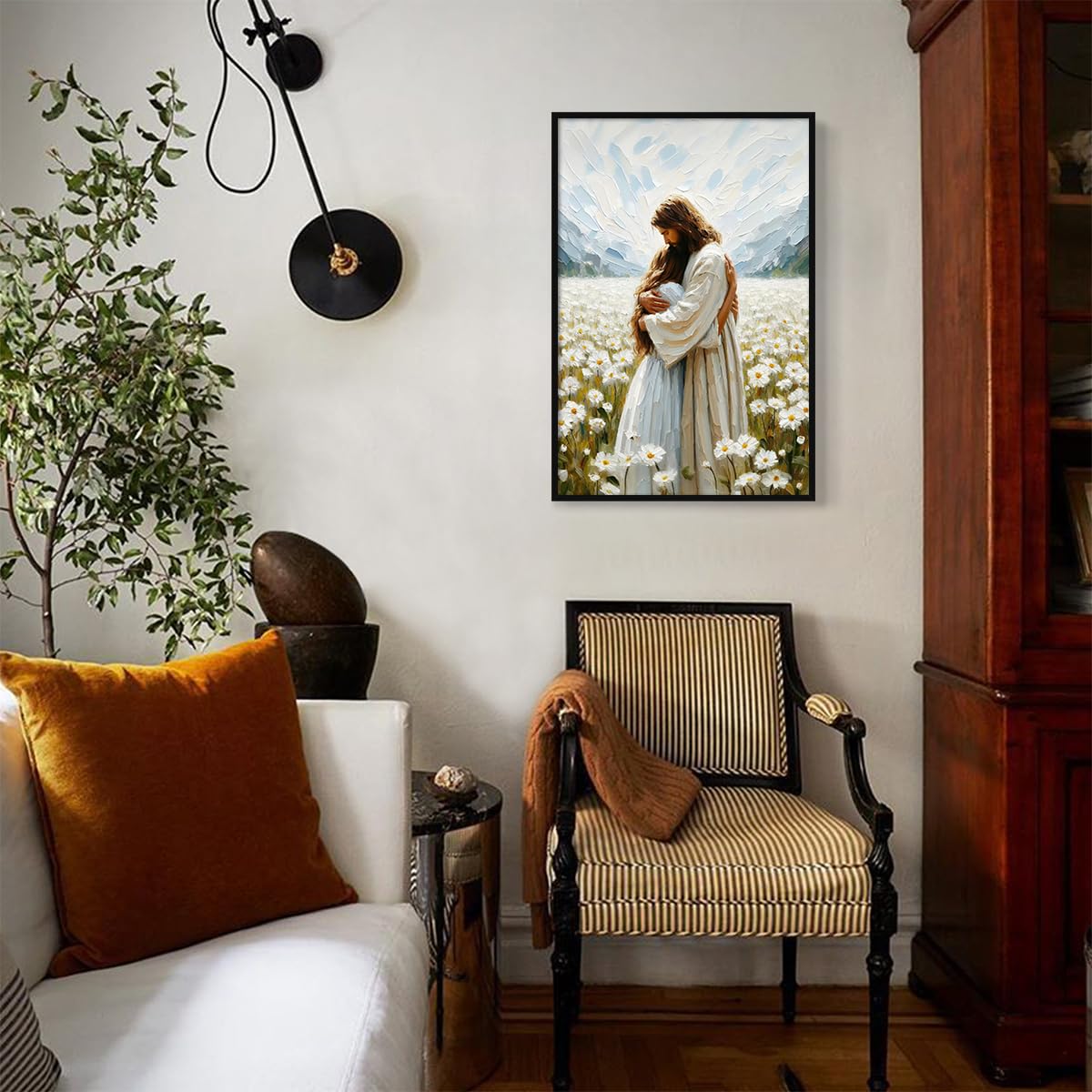 Poster Jezus Christus de Goede Herder, decoratief schilderij, canvas muurposters en kunstdruk, moderne decoratieve posters voor in de slaapkamer, 60 x 90 cm
