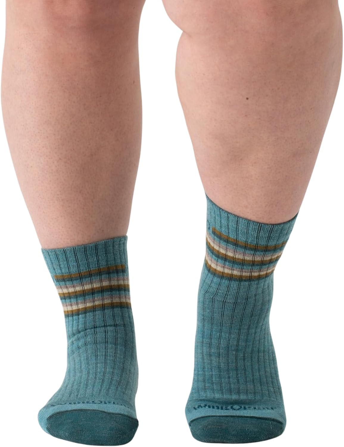Wide Open Micro Crew Women's Merino Wool Socks - Multi Stripe Everyday Wide Ankle Socks for Wide Feet