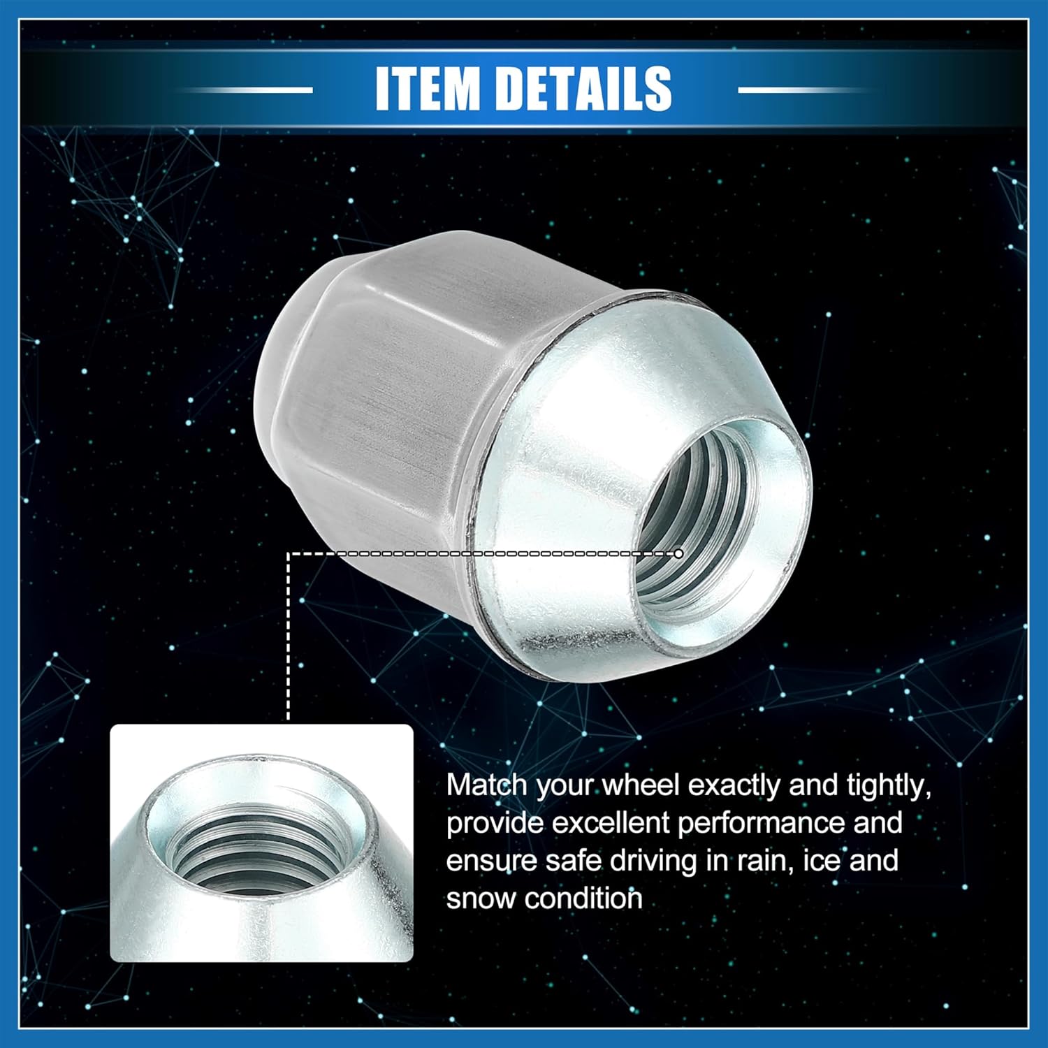 20 Pcs Wheel Lug Nuts Compatible for Ford Focus for Dodge Grand Caravan, Durable M12 x 1.5 Carbon Steel Silver Tone Tire Lugnuts Item Replacement