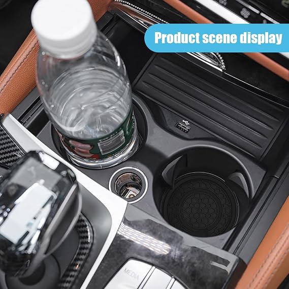 smilfuy 2PCS Car Cup Holder Coasters, 2.75 Inch Non-Slip Anti Dust Cup Mats | Car Console Cup Holder Insert Coaster Auto Insulated Mats, Universal Interior Accessories for Most Cars SUVs Trucks, Black