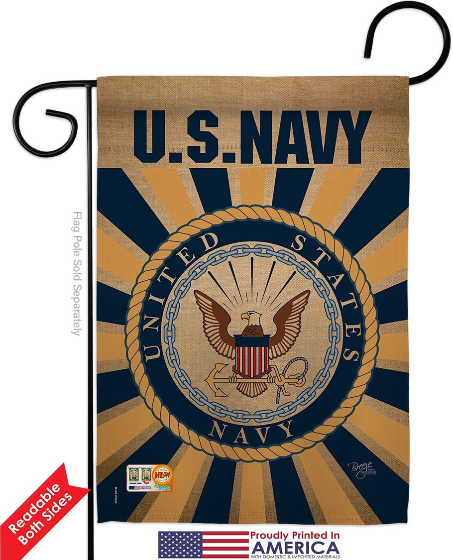 Navy Garden Flag Armed Forces USN Seabee United State American Military Veteran Retire Official Small Decorative Gift Yard House Banner Double-Sided Made In USA 13 X 18.5