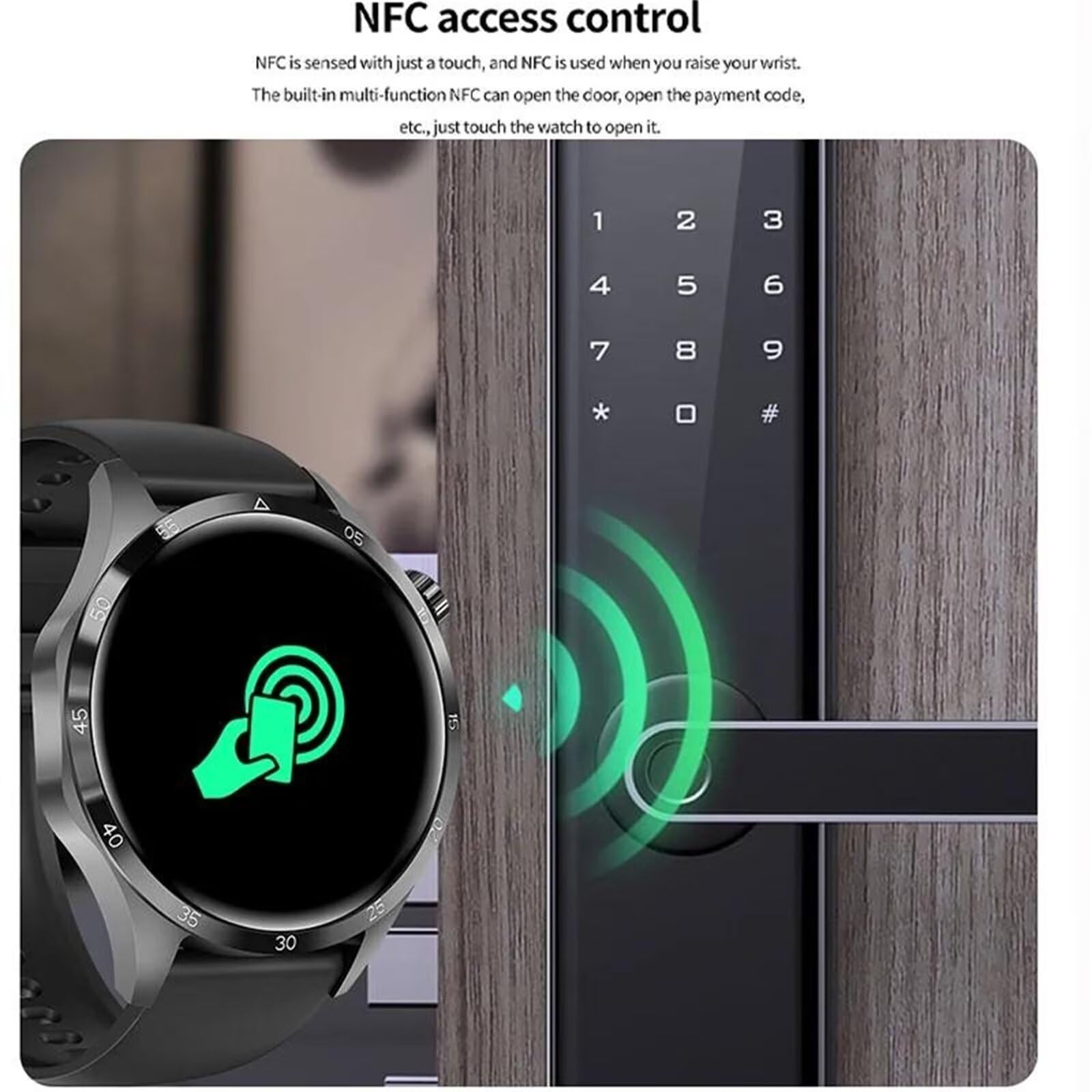 Smartwatch Bluetooth, modny 1,6'' ekran dotykowy inteligentny zegarek wodoodporny zegarek fitness sportowy zegarek cyfrowy zegarek GPS smartwatch, dla systemu Android iOS, czarny