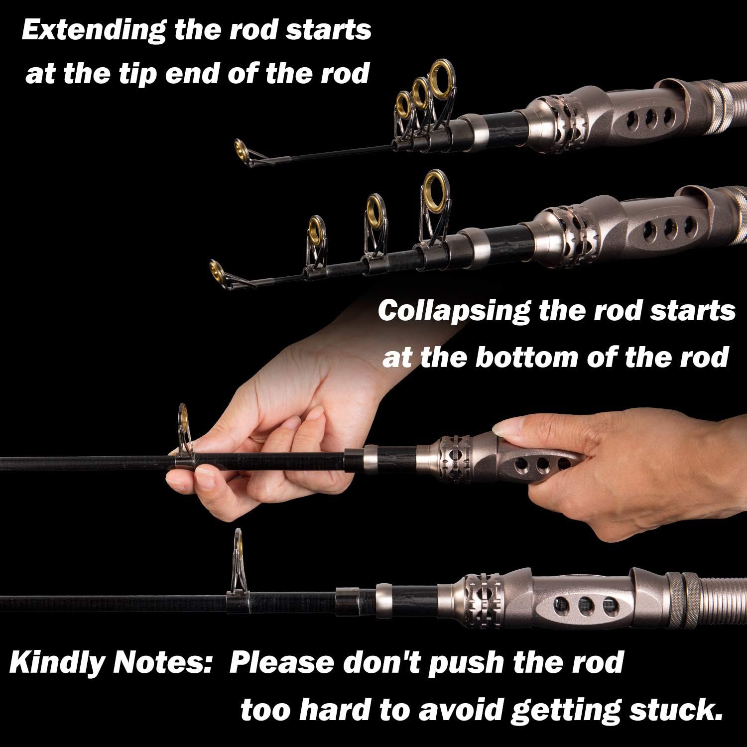 PLUSINNO Telescopic Fishing Rod Retractable Fishing Pole Rod Saltwater Travel Spinning Fishing Rods Fishing Poles