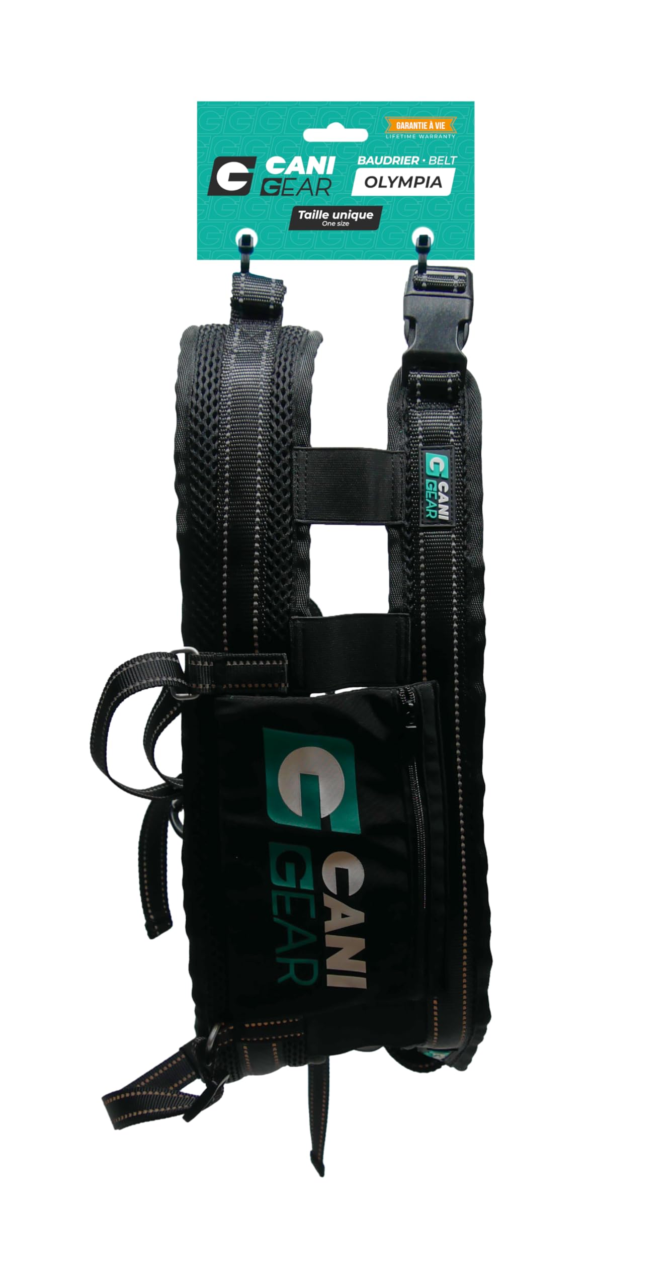 Baudrier Olympia Noir avec Doublure Respirante Mesh et Soutien Lombaire