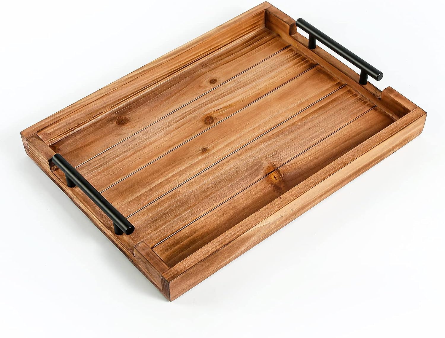 Coffee Table Tray Decorative Nested Vintage Wood Serving Tray Set for Eating, Breakfast, Party, Kitchen, Ottoman,Tea Coffee Table Large Ottoman Trays (Wood, 2pc) - Image 9