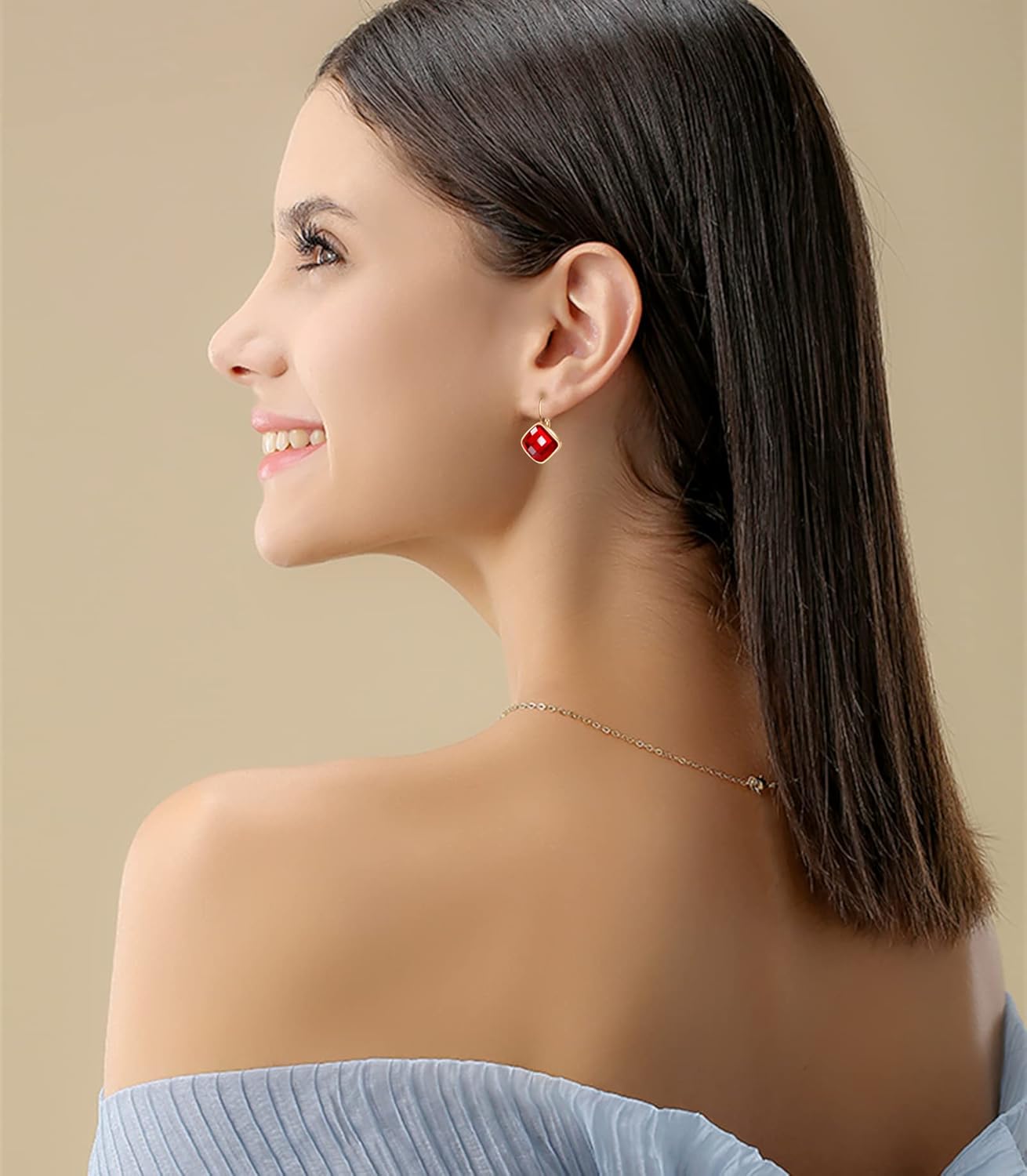 VONSSY Crystal Drop Dangle Earrings Leverback Hoop Hanging Zircon Jewelry Gift for Women Mother Wife