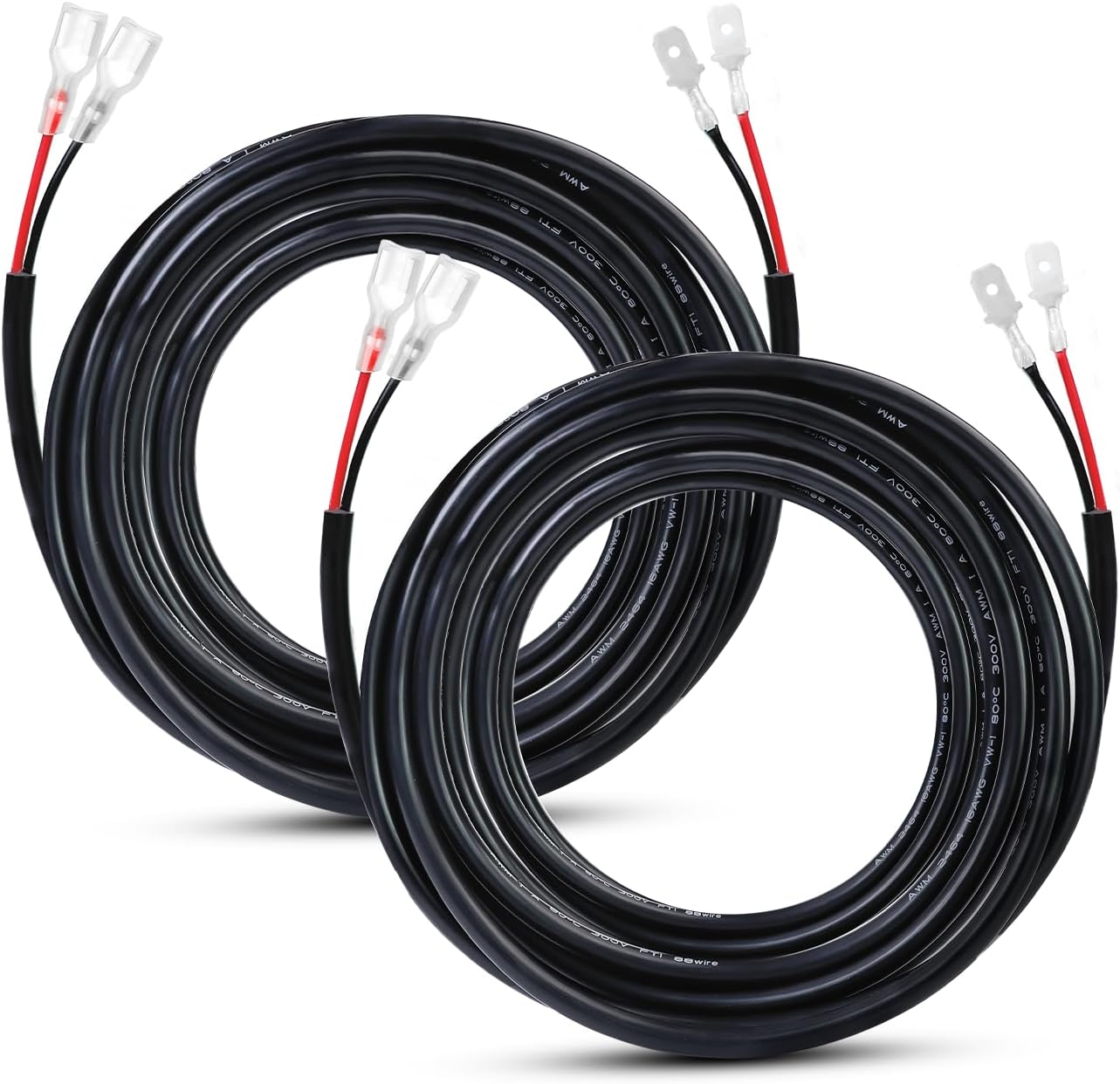 2 Pcs Ledvillage 16AWG - 20 Feet Extension Kit Wiring Harness, Plug and Play 16 Gauge for LED Work Light Bar, Off Road Lights, Driving Fog Light, Boat Lighting, Auxiliary (Pack of 2)