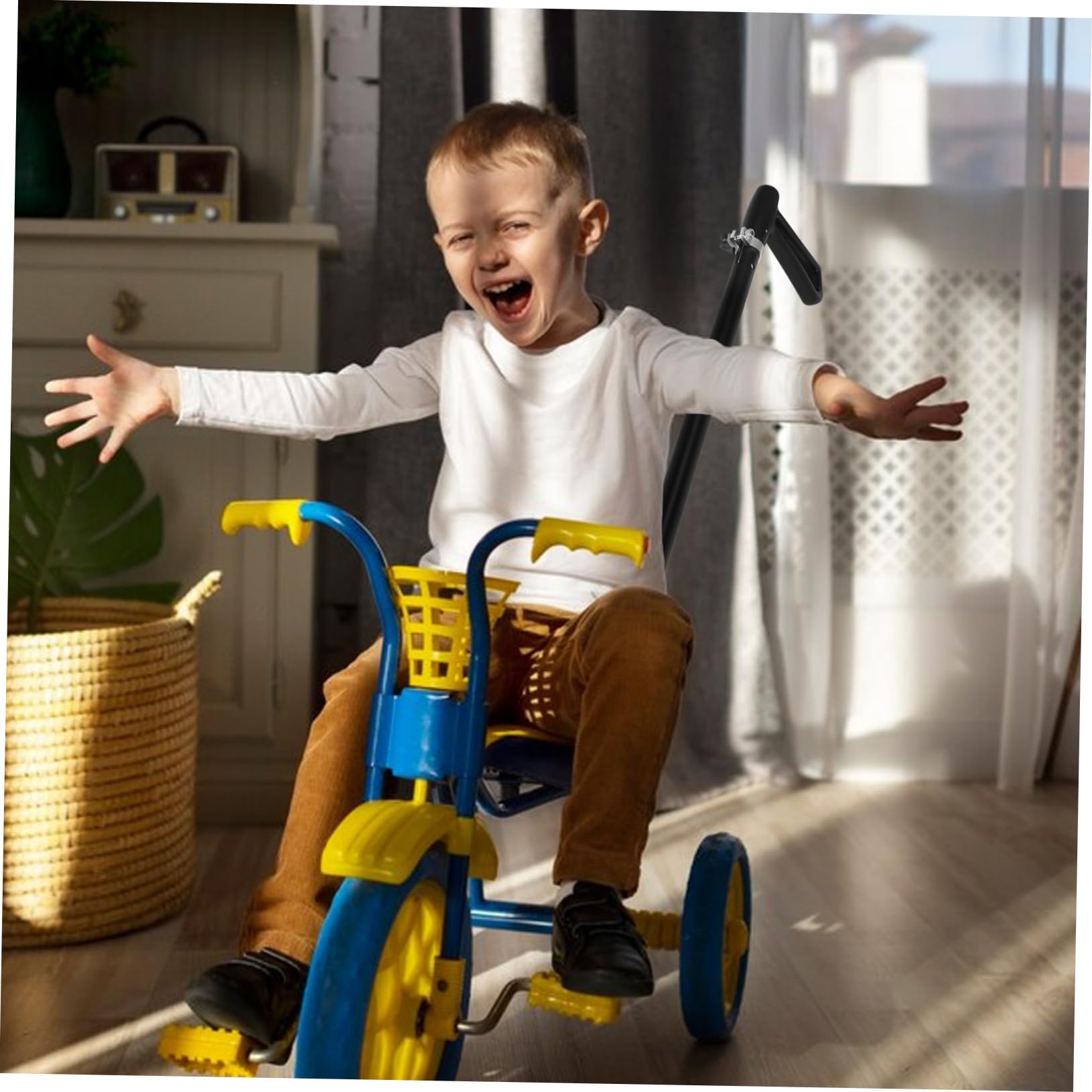 HEMOTON Maniglione Passeggino Pieghevole per Push Car, Nero Plastico e Lega | Passeggino e Stroller, Montaggio Rapido, Sgancio Veloce, Accessorio Pratico per Genitori