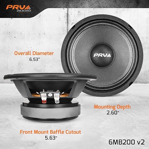 Miniatura 4 de PRV AUDIO Altavoz de bajo medio de 6.5 pulgadas 6MB200 v2 8 ohmios - 200 vatios 93.5 dB 1.5" bobina de voz - Altavoz de 6 pulgadas para audio de