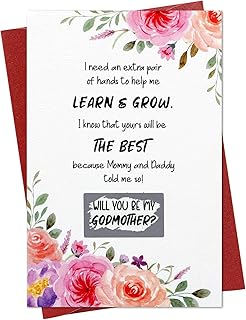 FLYAB Will You Be My Godmother Scratch Off Card 4"x6" Flowers Godmother Proposal Card Godparents Proposal Birthday Christmas Gift Card for Women Aunt Auntie, I Need an Extra Pair of Hands