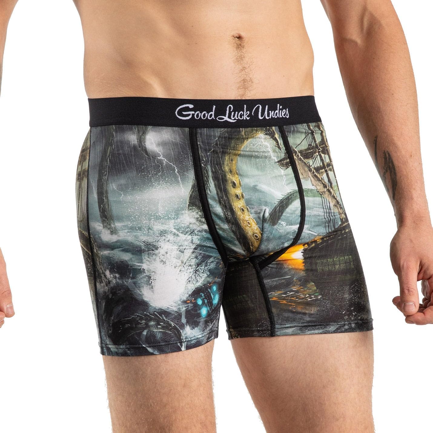 Good Luck Undies Men's Fish and Ocean Animal Boxer Brief Underwear - Image 2