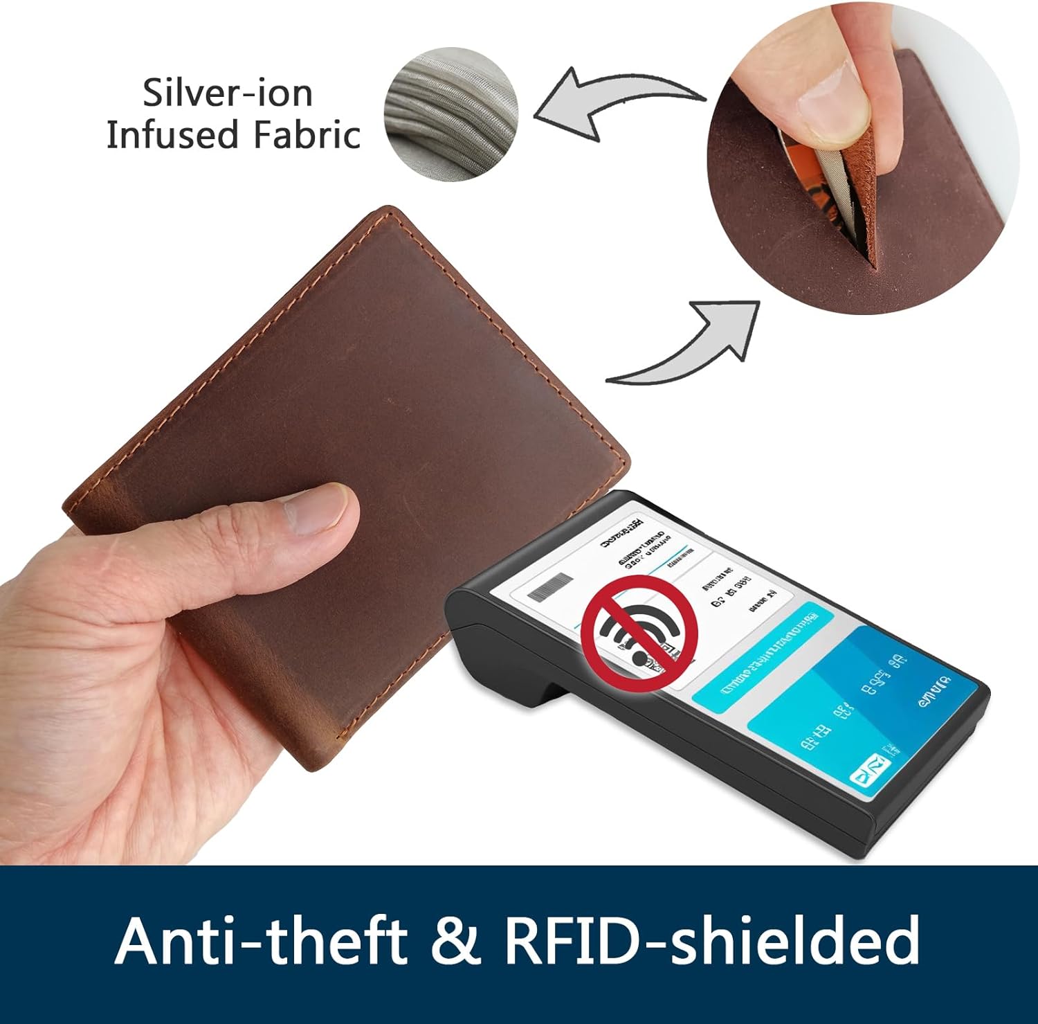 Men's Slim Front Pocket Bifold Wallets Full Grain Leather RFID Blocking with ID Window & Gift Box, Simple Design Minimalist Picture Holder for Men (Coffee) - Image 3