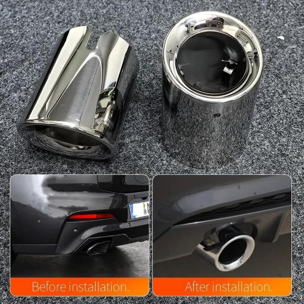 Spare Parts 1PC For BMW X3 G01 X4 G02 2019-2022 Exhaust Muffler Tip Stainless Steel Black/Silver Exhaust Tip Nozzle Car Accessory(Black)