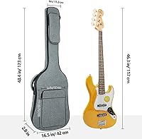 Vista 2 de MUZNOTE Estuche para guitarra bajo, mochila para guitarra eléctrica, suave acolchado de 0.45 pulgadas, ligero, con bolsillos (gris)