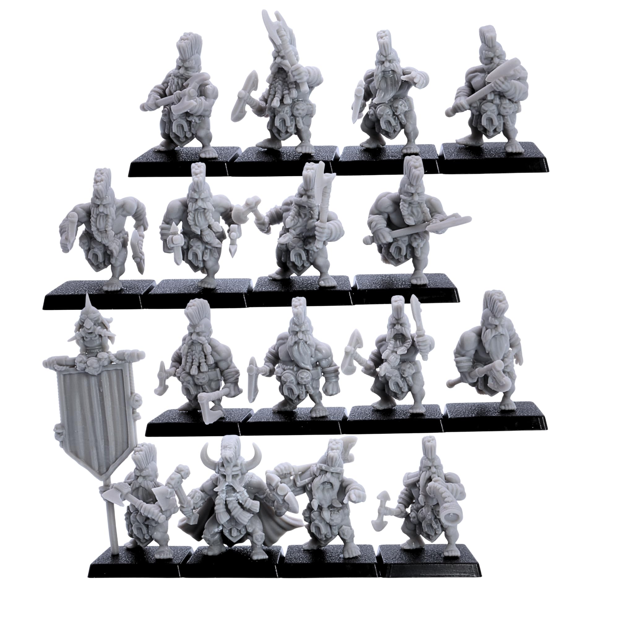 Forged Terrain Dwarf Slayers Berserkers - 16 Miniatures for DnD & Wargaming, Grey, 3cm - Image 3
