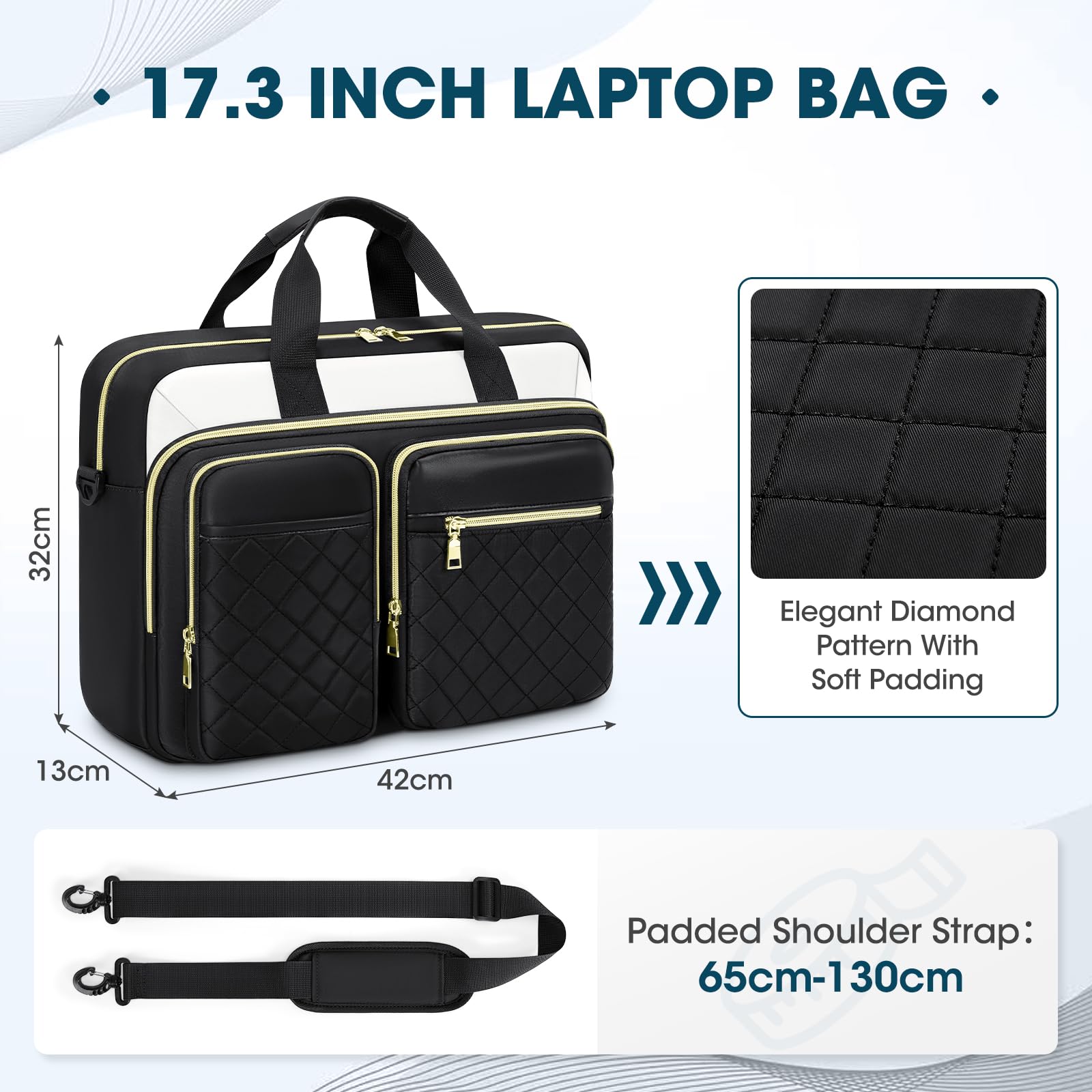 RAINSMORE Sacoche pour Ordinateur Portable Femme Imperméable Sac de Travail Femme Grand Sac Pc Portable Housse Mallette Sac à Bandoulière pour Travail Affaires Université