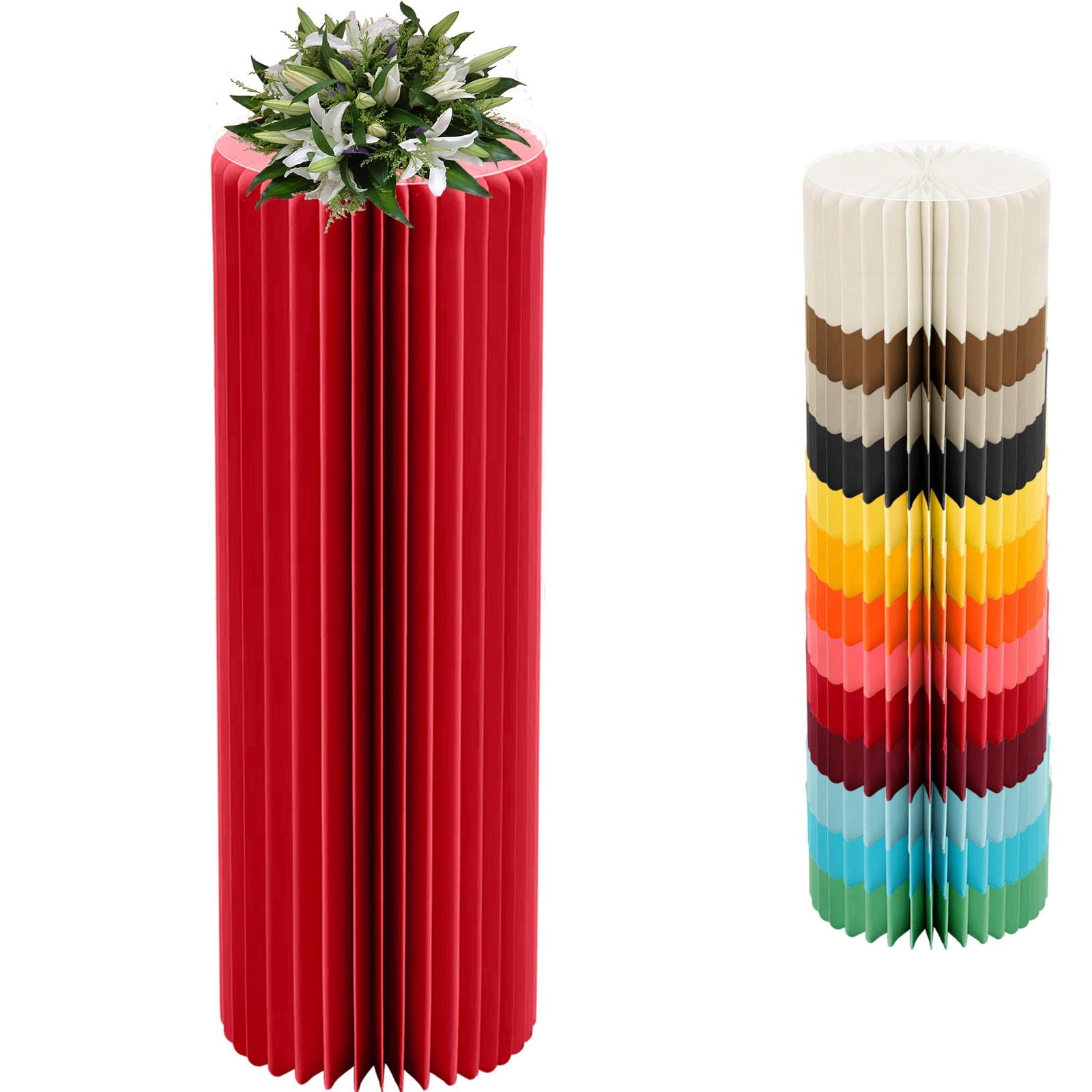 CVHfhjTG cake stand, Foldable Cardboard Cylinder Pedestal Cake Stand Multicolor 20-100cm(Red,H 100cm/39.4in)