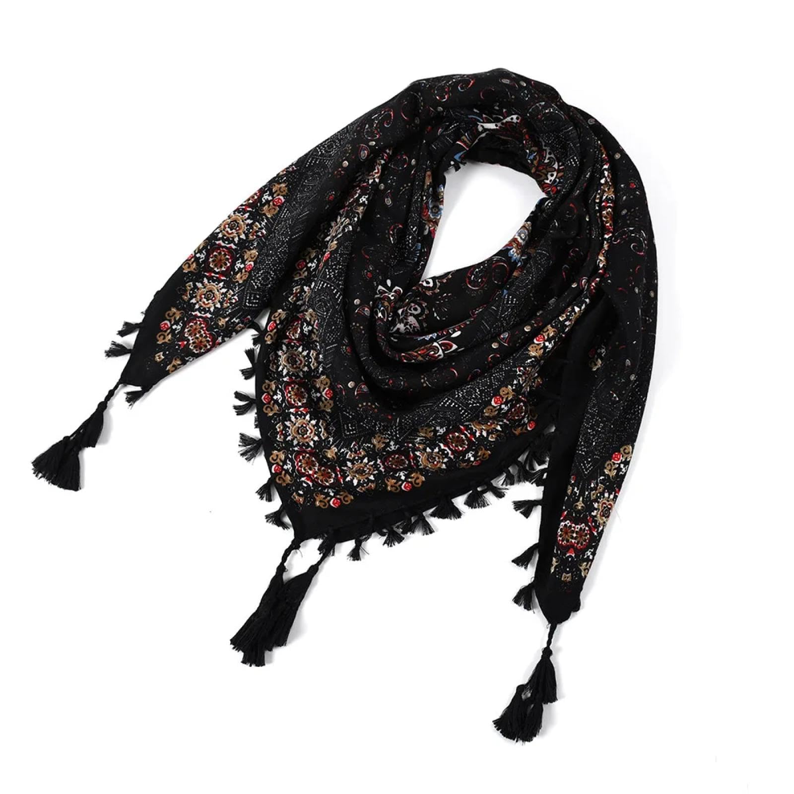 Schals Tücher Halstuch Scarf Schal Winter Frauen Damen Bohemian Print Schal Russische Ethnische Wraps Quaste Schals