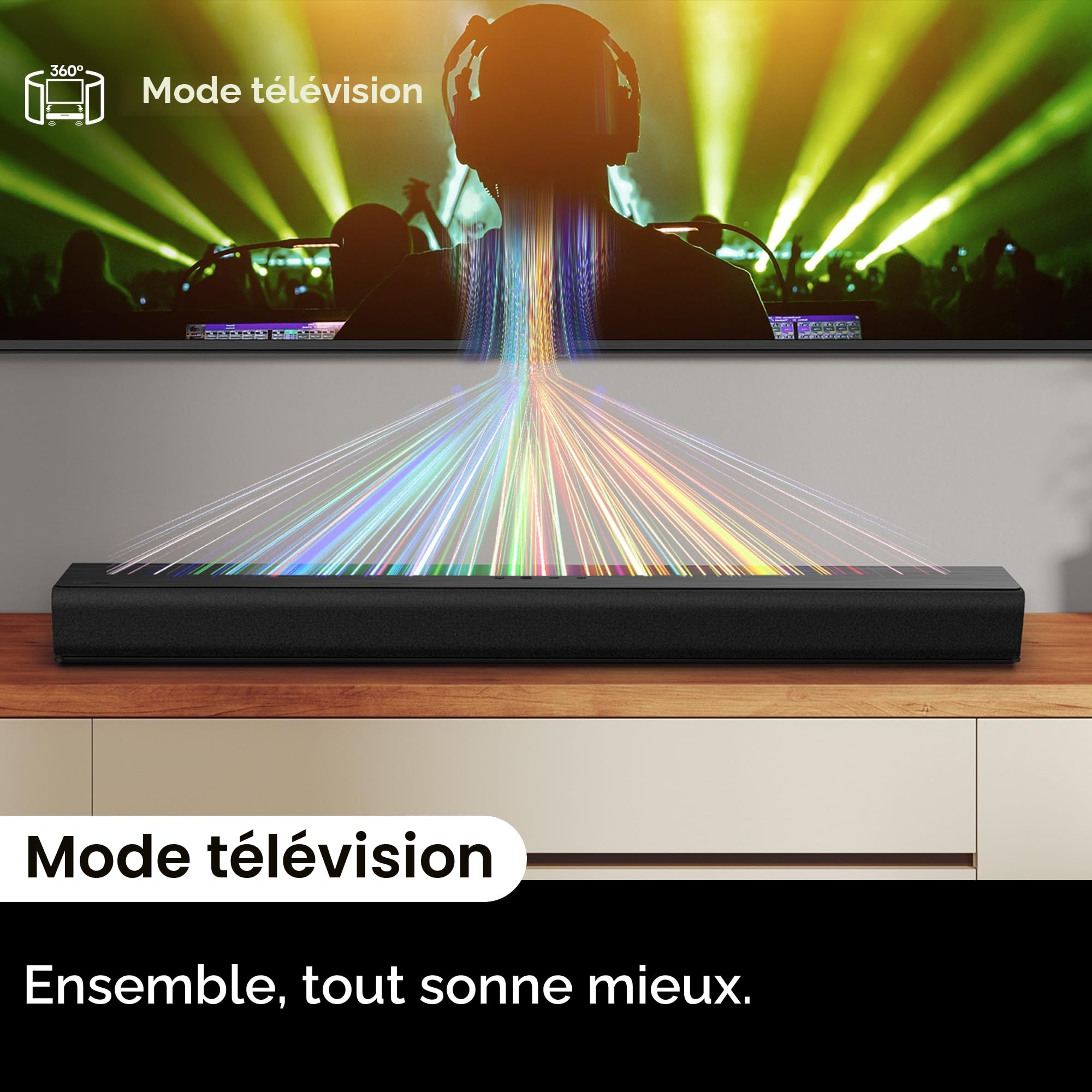 Hisense HS1000 Barre de Son 2.0 CH 120W Dolby Audio DTS Virtual:X Bluetooth 5.3 HDMI Arc Noir