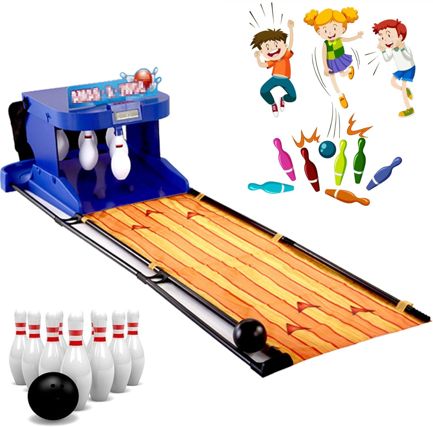 Indoor Family Game Bowling Game,Electronic Bowling Alley Game with Automatic Reset,Bowling Alley for Home with LED Electronic Scoreboard,2m