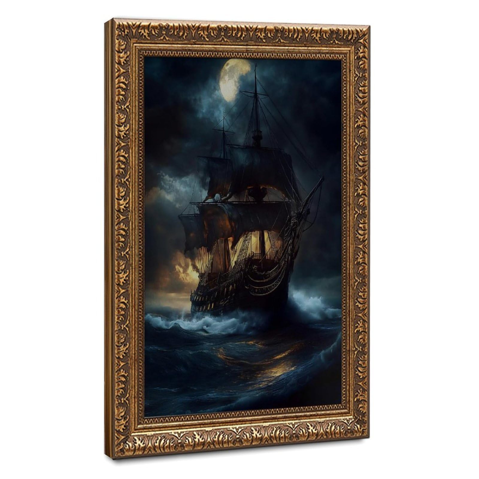 Bareronor Pirate Ship Poster Canvas Poster Bedroom Decor Landscape Office Room Decor Gift 20" L X 30" W