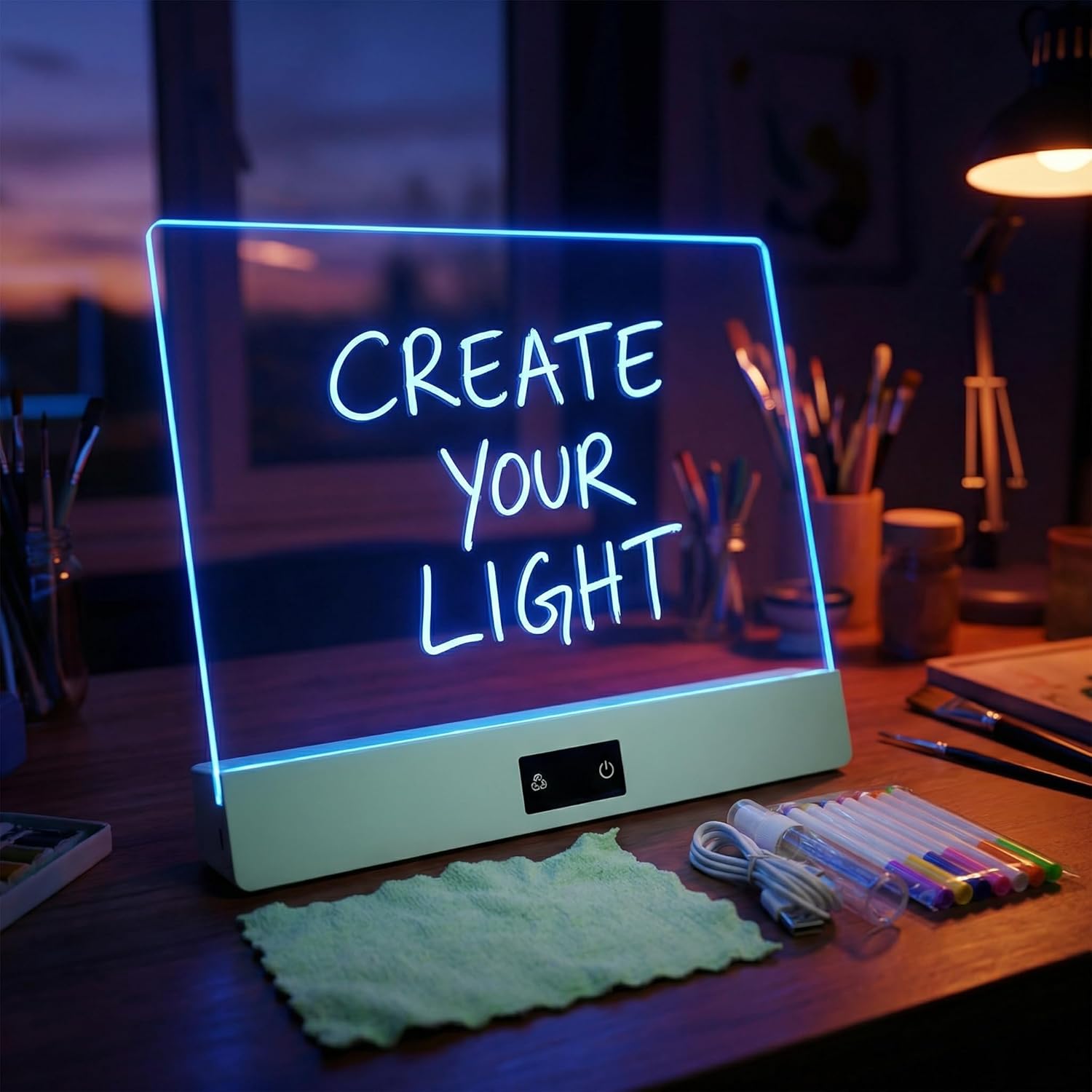 Rechargeable Led Drawing Board for Kids, 3 Modes & 8 Colors Glow Doodle LED Note Board, Neon Light Up Dry Erase Board with Built-in Stand, Girls and Boys Gifts, Birthday Christmas Gift Ideas
