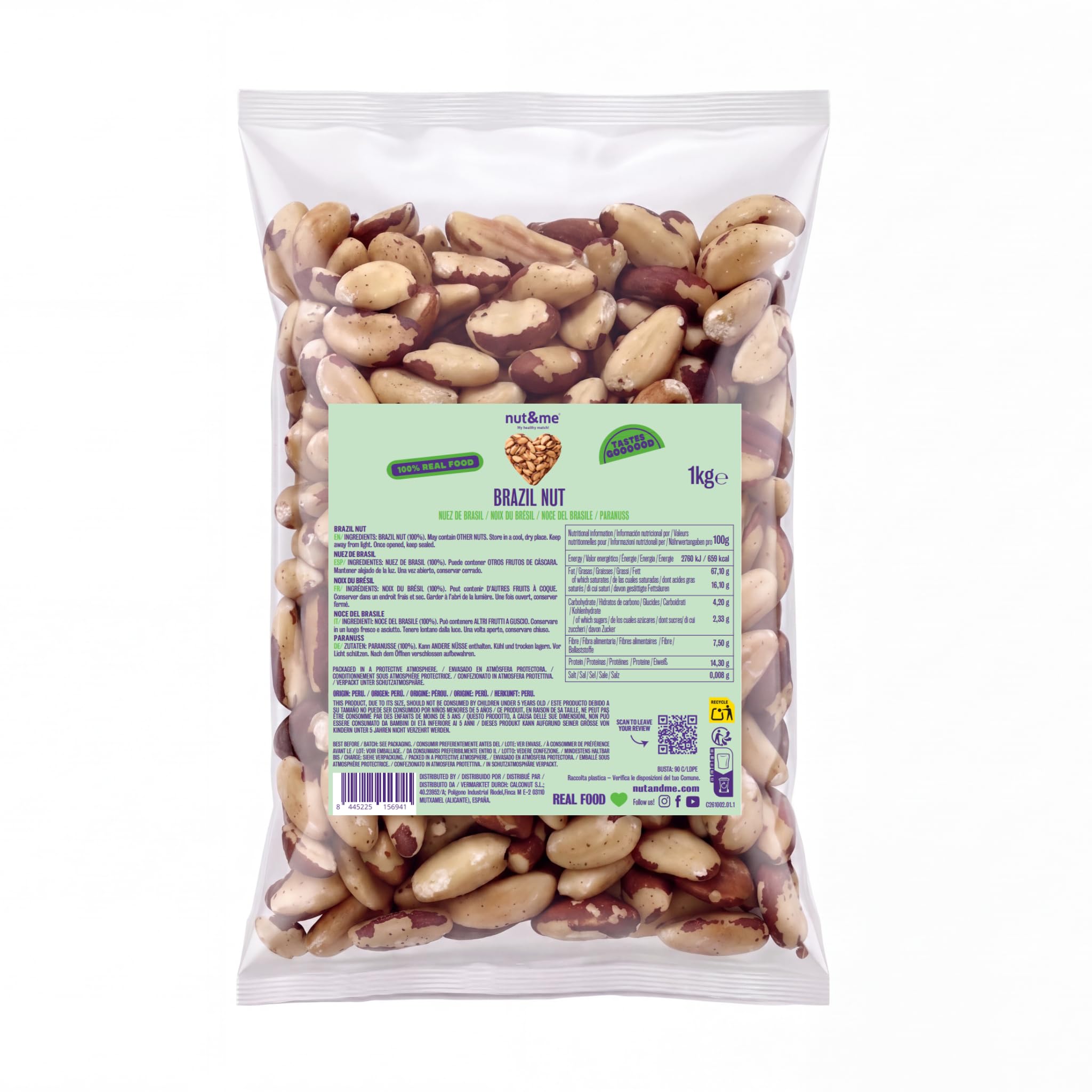 nut&me Noci del Brasile Premium1 kg | 100% naturale e Ricco di fibre e minerali | Senza glutine nè conservanti | snack sano e vegano