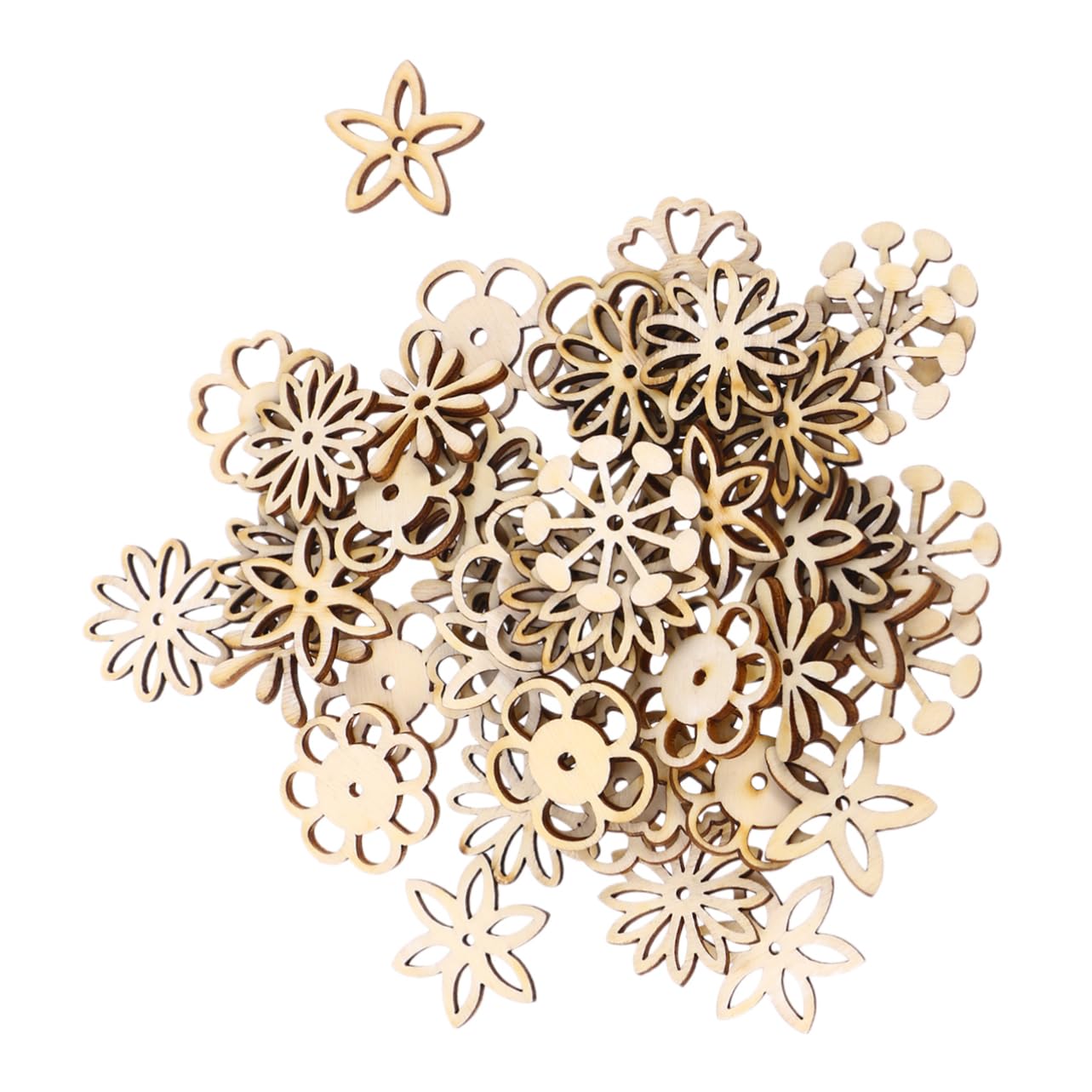 VILLCASE 50pcs DIY Wood Chip Craft Decorations Cut Out Shape Christmas Tree Decor Christmas Ornaments for Home Decor