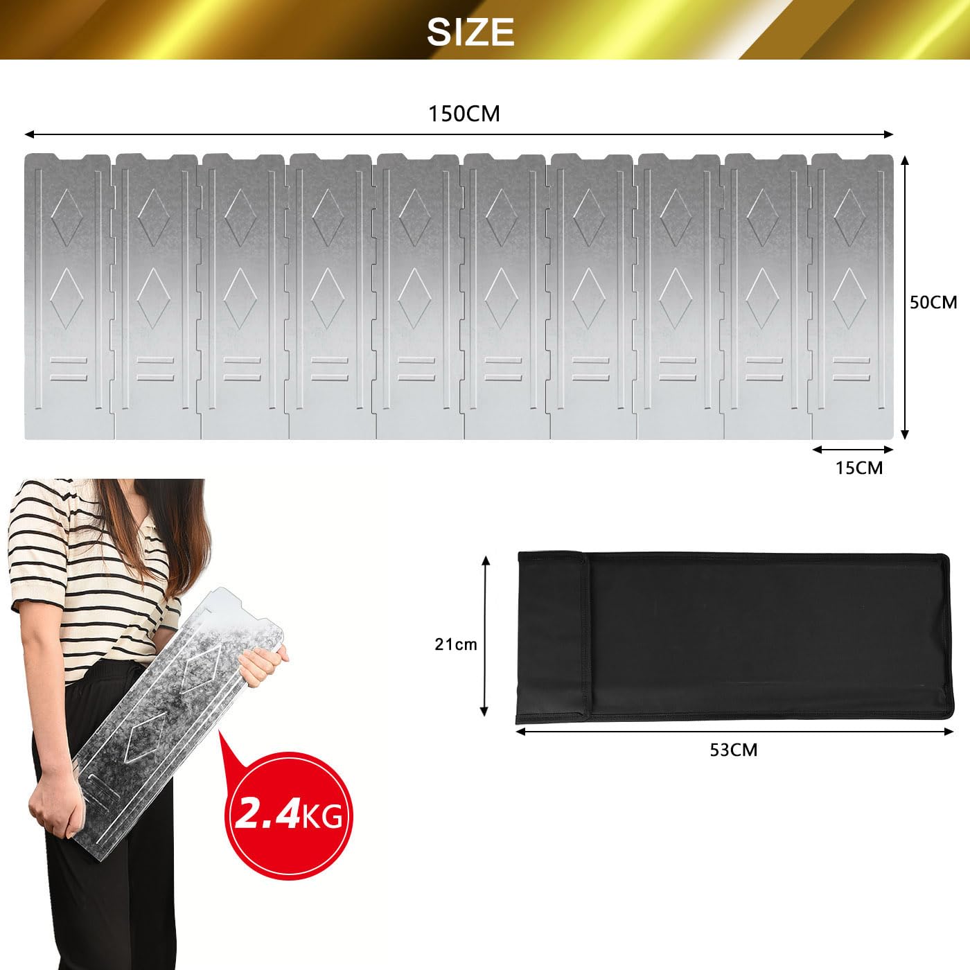 150cm Super gros, Pare-Vent Pliable de 10 Assiettes, Pare-Brise Pliable Extérieur Camping Poêle Vent Bouclier Plaque