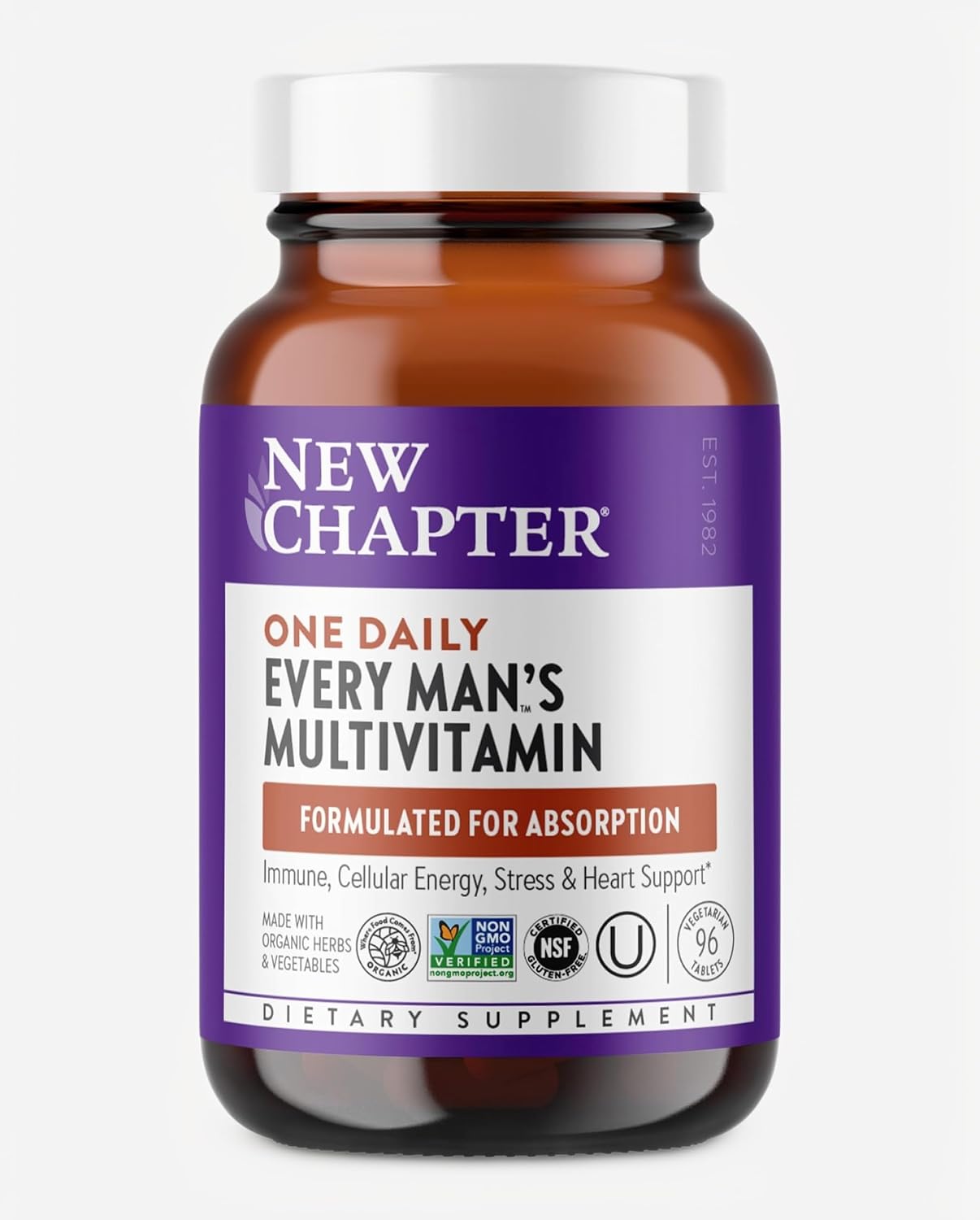 Men's Multivitamin for Immune, Stress, Heart + Energy Support with 20 Fermented Nutrients - Every Man's One Daily, Gentle on The Stomach