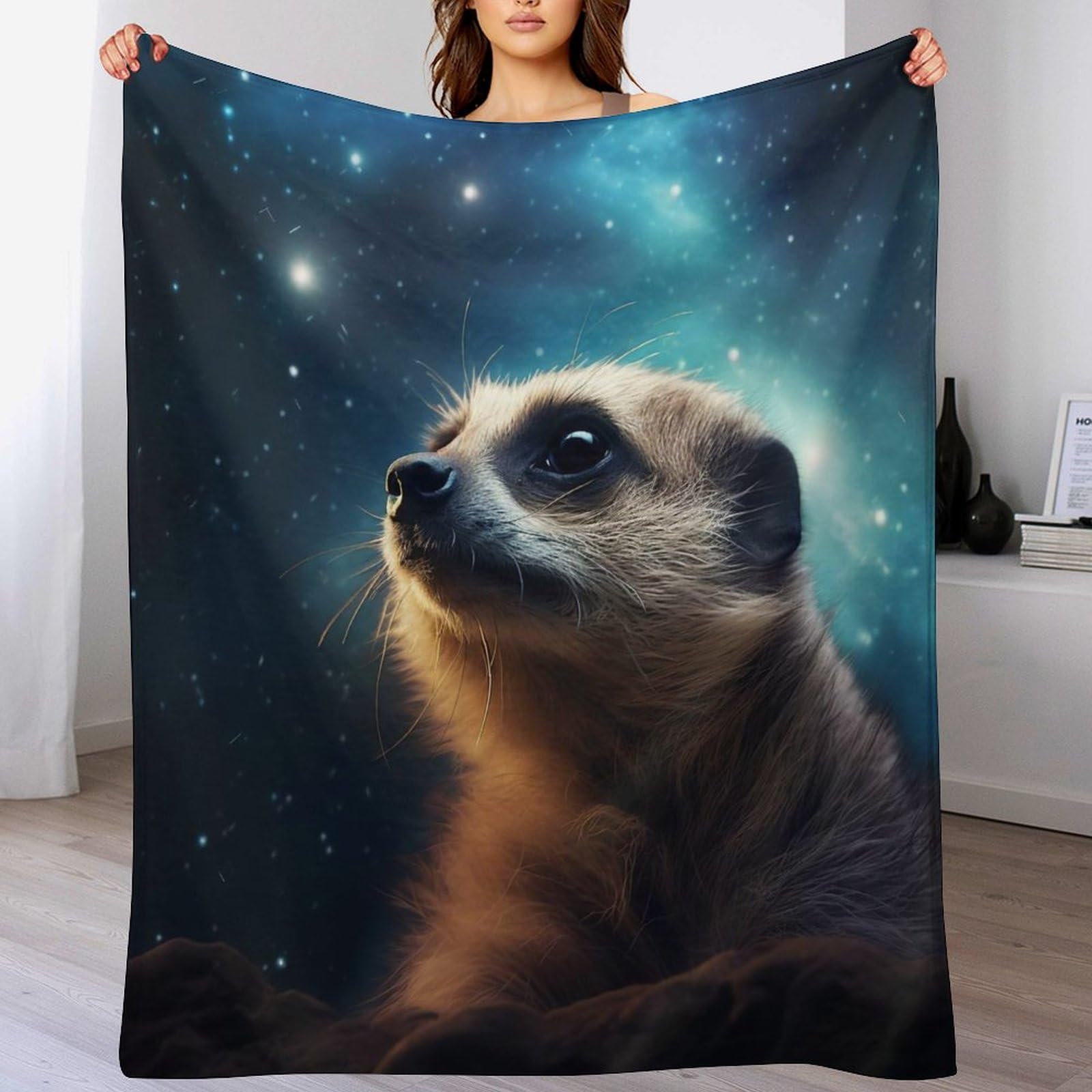Couverture canapé suricate anti-froid en flannel super douce pour home office