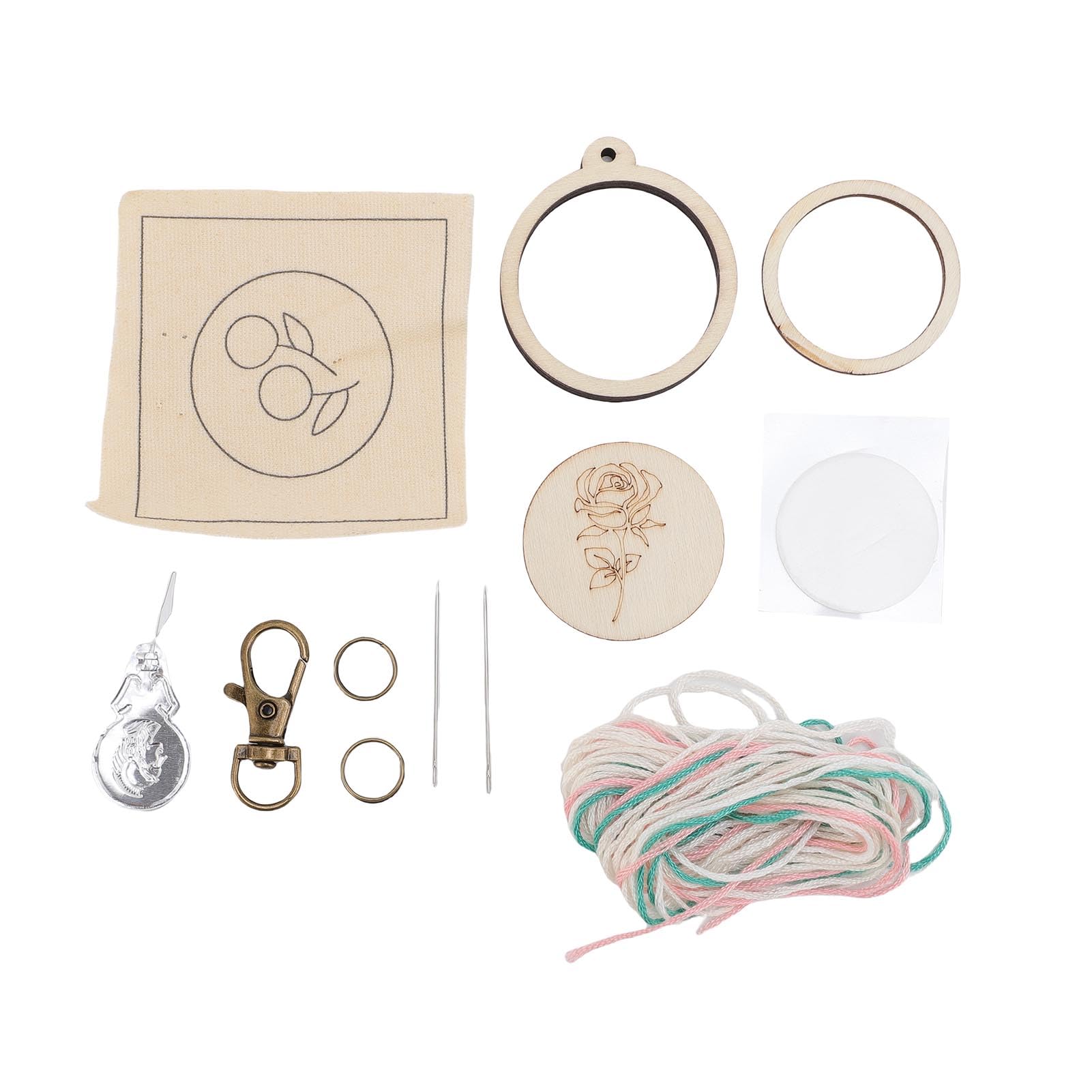 Jelquix Mini Wooden Embroidery Hoop Keychain, Glossy Texture Embroidery Kit, Lightweight Gifts for Parent Child Activities & Handicraft