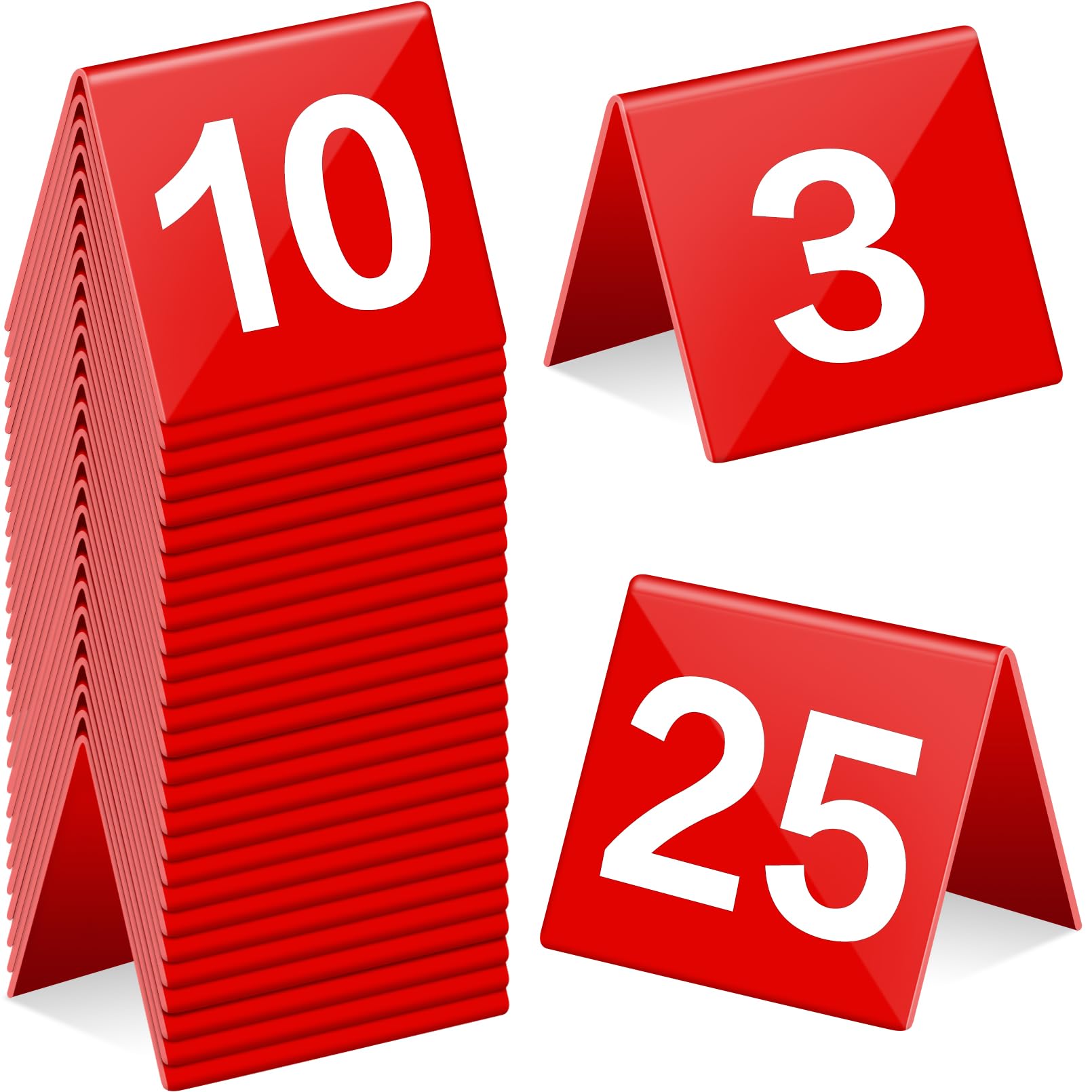 Jeffbaubl Numeri da tavolo da 1 a 25, acrilico, rosso, 25 pezzi