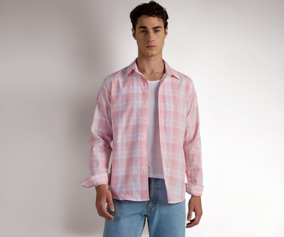 MARK & ALBERT Men's Slim Fit Checkered Casual Shirt - Image 1