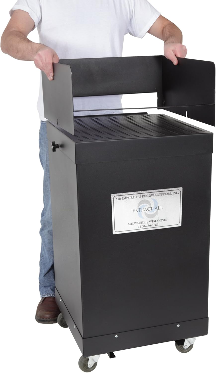 The Extract-All Portable Downdraft Air Cleaner Fume Extractor Removes Hazardous Airborne Contaminants Generated by Industrial Uses and Smoke Remover with 4 Stage Filter (Black)