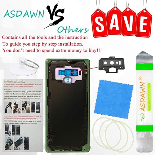 Miniatura 2 de Galaxy Note 9 - Carcasa de repuesto para Samsung Galaxy Note 9 con lente de cámara preinstalada+manual de instalación (idioma español no