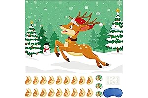Pin the Tail on the Reindeer Christmas Party Game with 36 Tails...