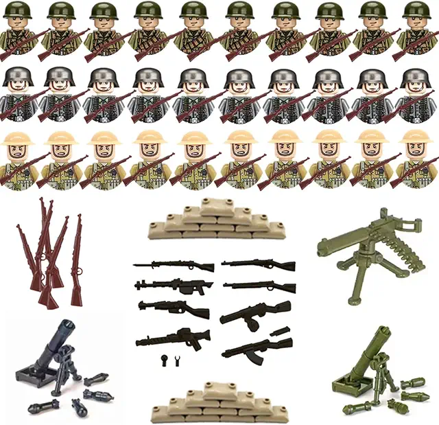 Lego Militär Figuren Set: 30 WW2 Soldaten Spielzeug für Kinder