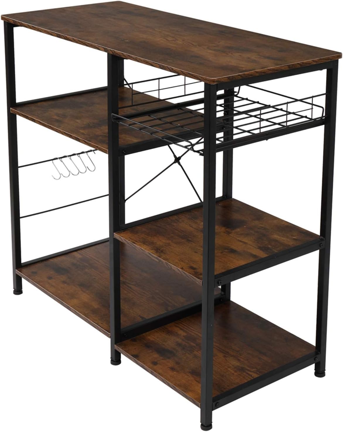 Kitchen Baker’s Rack,3-Tier Industrial Kitchen Baker's Rack Utility Microwave Oven Stand Storage Cart Workstation Shelf (Black)