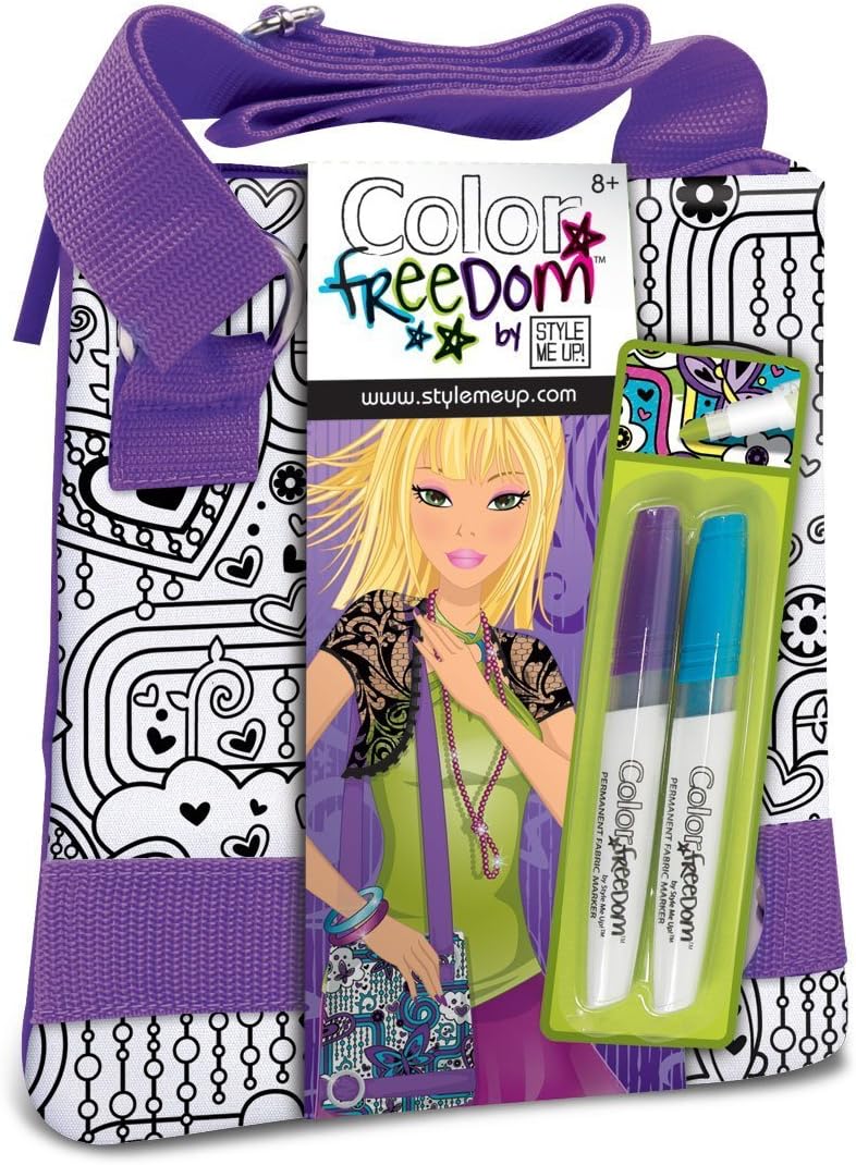 Style Me Up - Kids Tote Bag to Paint - DIY Bag For Girls - Color Me Craft for Kids - Present Idea for Girls - SMU-1801