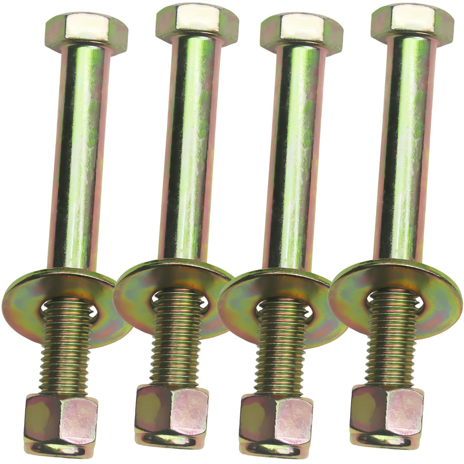 Bullone a testa esagonale da 1,9 x 12,7-1,3 cm, zincatura a colori, con dado di bloccaggio in nylon e kit assortito di rondelle di grandi dimensioni, in acciaio legato, grado 8. (confezione da 4