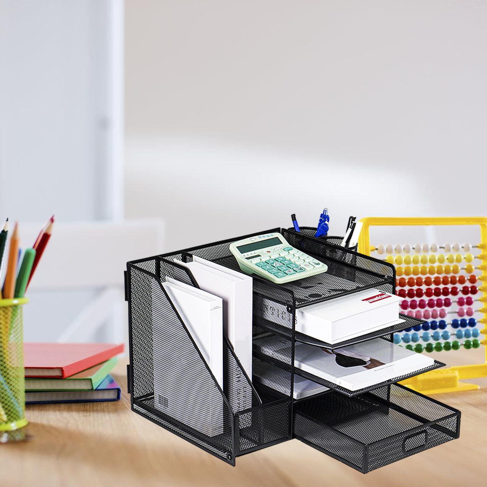 3 organizer multiuso in metallo da scrivania a 5 livelli supporto per riviste vassoio documenti per accessori scolastici organizer da scrivania in metallo